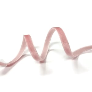 Antique Pink Velvet Ribbon, 7mm (1/4in) wide *Sold Per Metre*