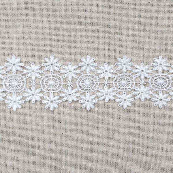 White "Christie" Snowflake Guipure Lace Trim, 43mm (1 11/16in) wide *Sold Per Metre*