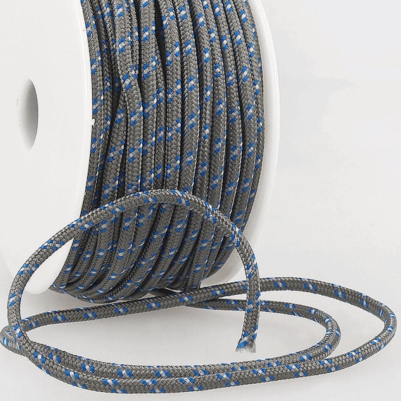 Blue Steel Polyester Braided Paracord, 3mm Wide sold per Metre 