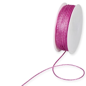 Cordino di seta ritorto rosa acceso da 5 m, spessore 2 mm (1/16 di pollice) *Venduto a 5 m*