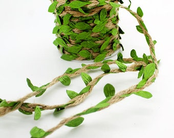 Moss Green Vine Entwined Jute Twine, 5mm (3/16in) wide *Sold Per Metre*