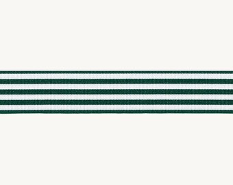 Forest Green & White Pencil Stripe Ribbon, 9mm (11/32in) wide *Sold Per Metre*