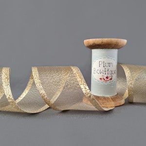 Gold Sparkle Sheer Ribbon with Bold Metallic Edges, 40mm (1 9/16in) wide *Sold Per Metre* image 5