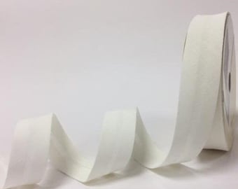 Natural Ivory Linen-Blend Bias Binding, 30mm (1 3/16in) wide *Sold Per Metre*