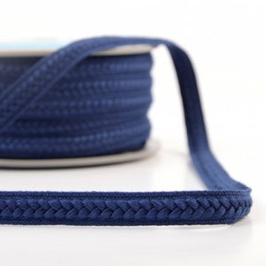 Navy Blue Matte-Finish Braided Trim, 12mm (1/2in) wide *Sold Per Metre*