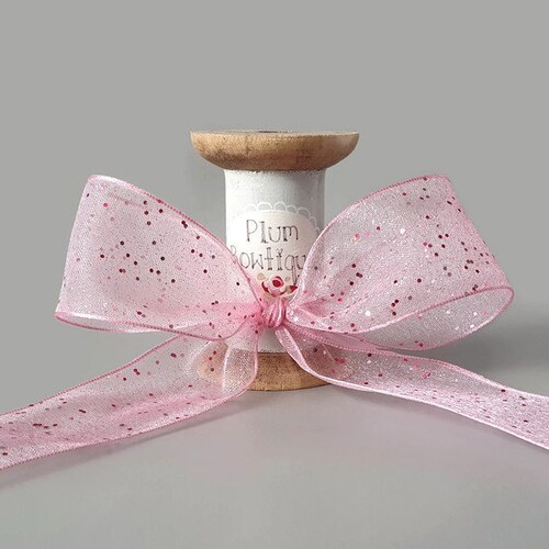 Blush Pink Sheer Organza Ribbon Sprinkled With Pink Glitter Etsy