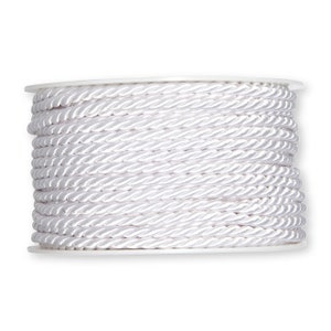 Cordoncino bianco ritorto in seta, 4 mm (5/32 in) di spessore *Per 1 metro/39 pollici*