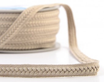 Linen Beige Matte-Finish Braided Trim, 12mm (1/2in) wide *Per 1 Metre/39 inch*