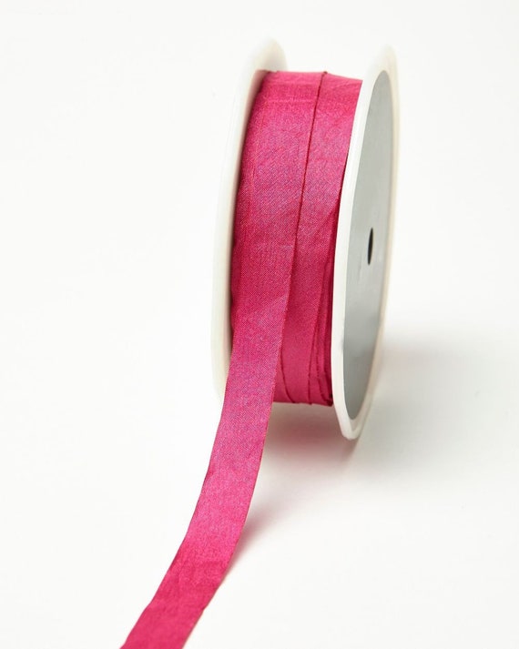 Bright Pink Silky Crush Faux-silk Ribbon, 12mm 1/2in Wide sold per Metre 