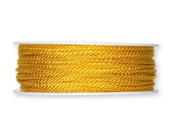 Cordón sedoso trenzado de color amarillo dorado de 5 m, 2 mm (1/16 pulg.) de grosor *Vendido por 5 m*