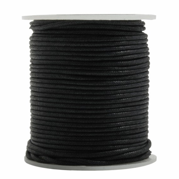 Black Waxed Cotton Thonging Cord, 2mm Wide *sold per Metre*