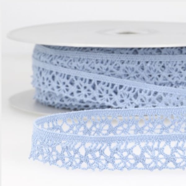 Cornflower Blue "Cartwheel" Fine Lace Trim, 12mm (1/2in) wide *Sold Per Metre*