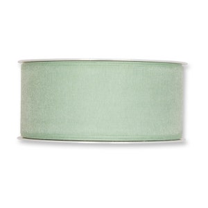 Tranquil Green Sheer Organza Ribbon, 40mm (1 9/16in) wide *Sold Per Metre*