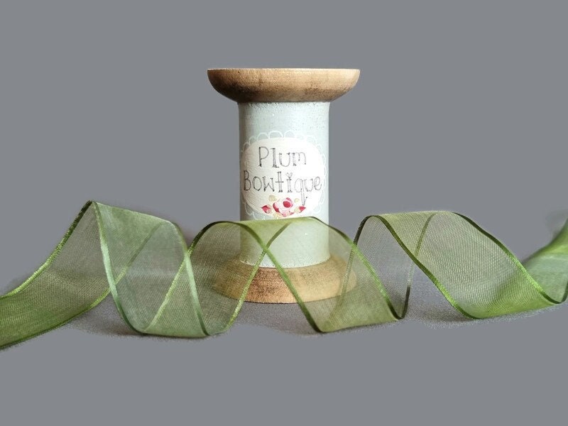 Schieres Organzaband in Salbeigrün, 20 mm breit *Meterware*