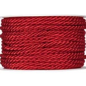 Cordoncino rosso ritorto in seta, 4 mm (5/32 in) di spessore *Venduto al metro*