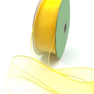 Nastro giallo Ombré Sheer Organza, larghezza 38 mm (1,5 pollici) * Venduto per metro *