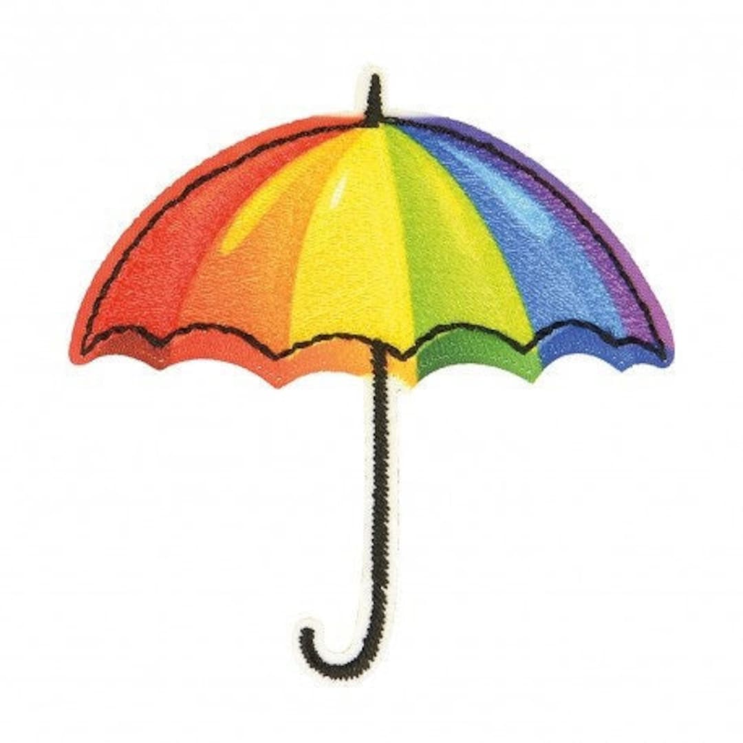 Rainbow Umbrella Iron-on Embroidered Motif Patch Applique 
