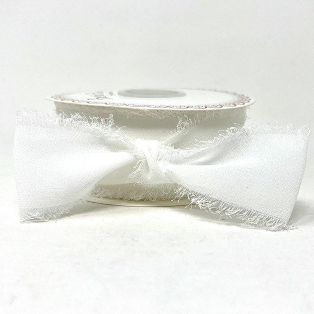 White & Silver Striped Chiffon Ribbon