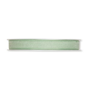 トランキルグリーンのシアーオーガンザリボン、幅10 mm (3/8 インチ) *メートル単位で販売*
