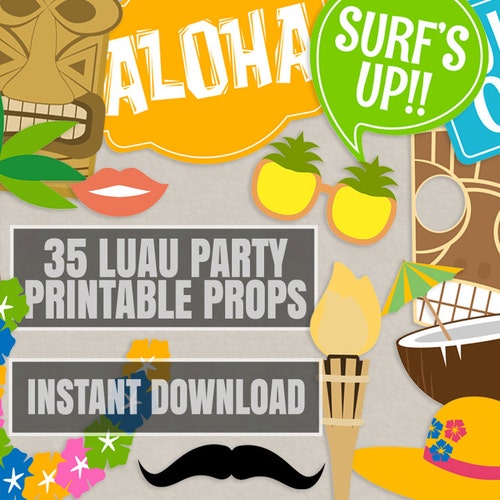 Hawaiian Photo Booth Props: Printable PDF. Luau Photo Booth - Etsy