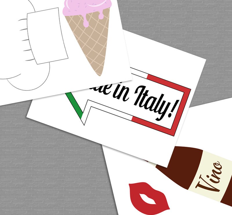 35 Italian Photo Booth Props Italy Themed Party Props Love Etsy