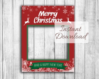 Christmas photo booth frame, Instant Download, giant photobooth photo prop, xmas selfie, happy holidays party photo, printable holiday frame