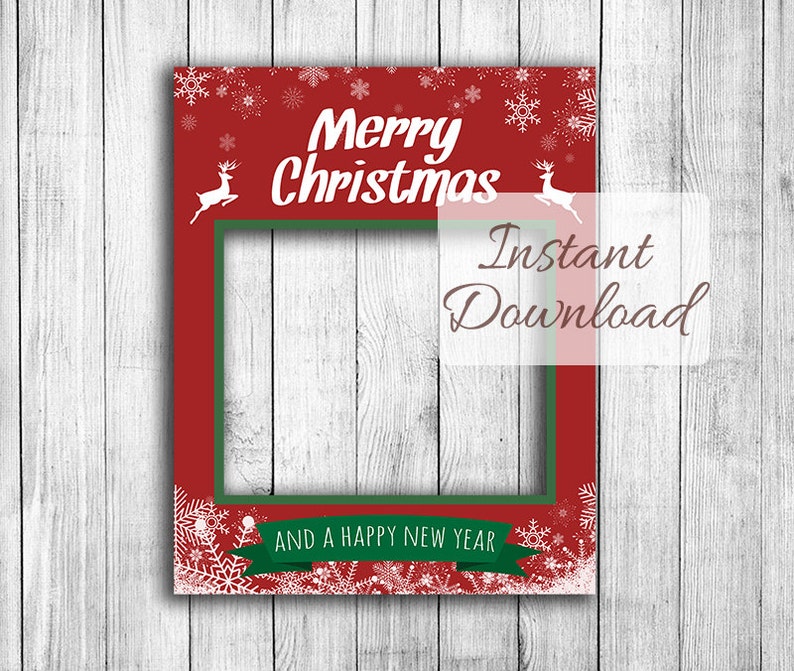 Christmas photo booth frame, Instant Download, giant photobooth photo prop, xmas selfie, happy holidays party photo, printable holiday frame image 1