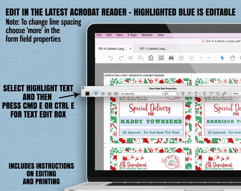 Printable Elf Shipping Label Printable Elf Christmas Parcel Etsy de