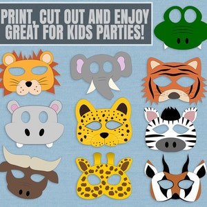 10 Safari Animal Mask Printables, Kid's Safari Masks, Printable Ideas ...