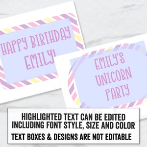 Printable Unicorn Photobooth props, Editable Unicorn photo booth props, Printable Unicorn party selfie props, unicorn party printables, UC1 image 3