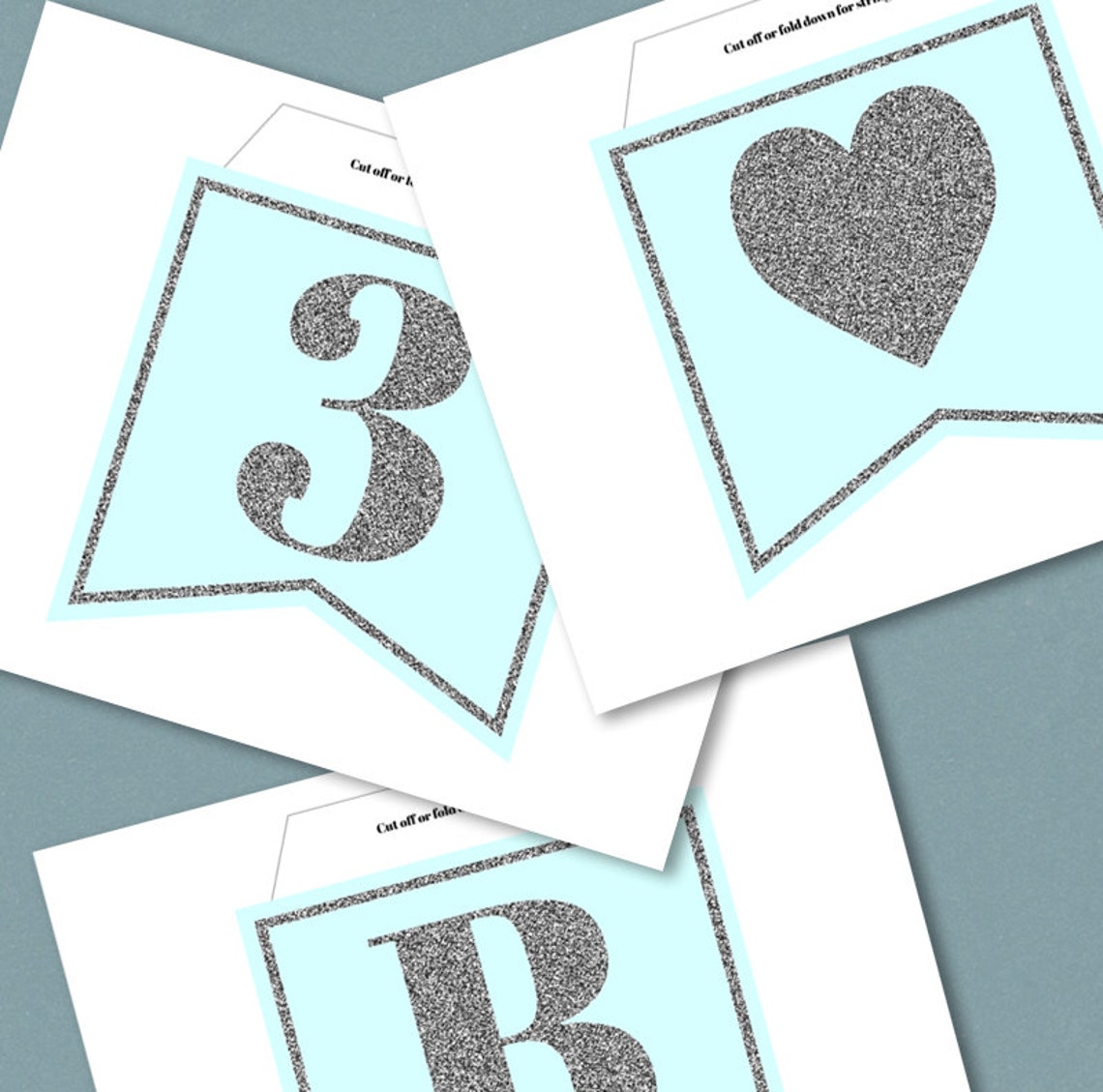 Printable Blue and Silver Banner Baby Shower Bunting Diy | Etsy