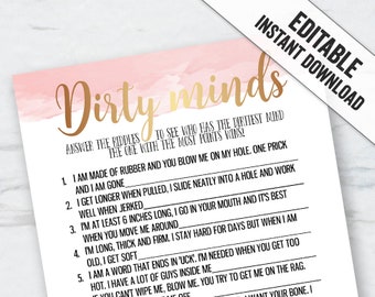 Editable Adult Bridal Shower Games Instant Download Dirty - Etsy