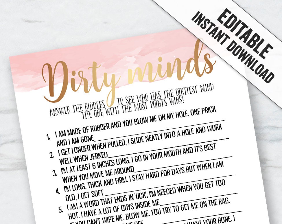 Editable Adult Bridal Shower Games Instant download dirty Etsy