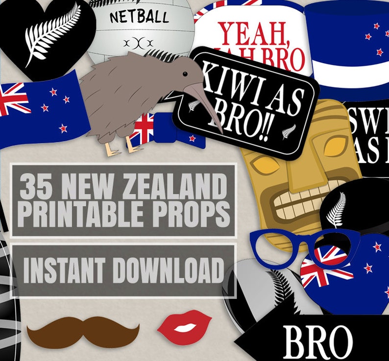 35 New Zealand Photo Booth Props Kiwi Themed Party Props I Etsy UK
