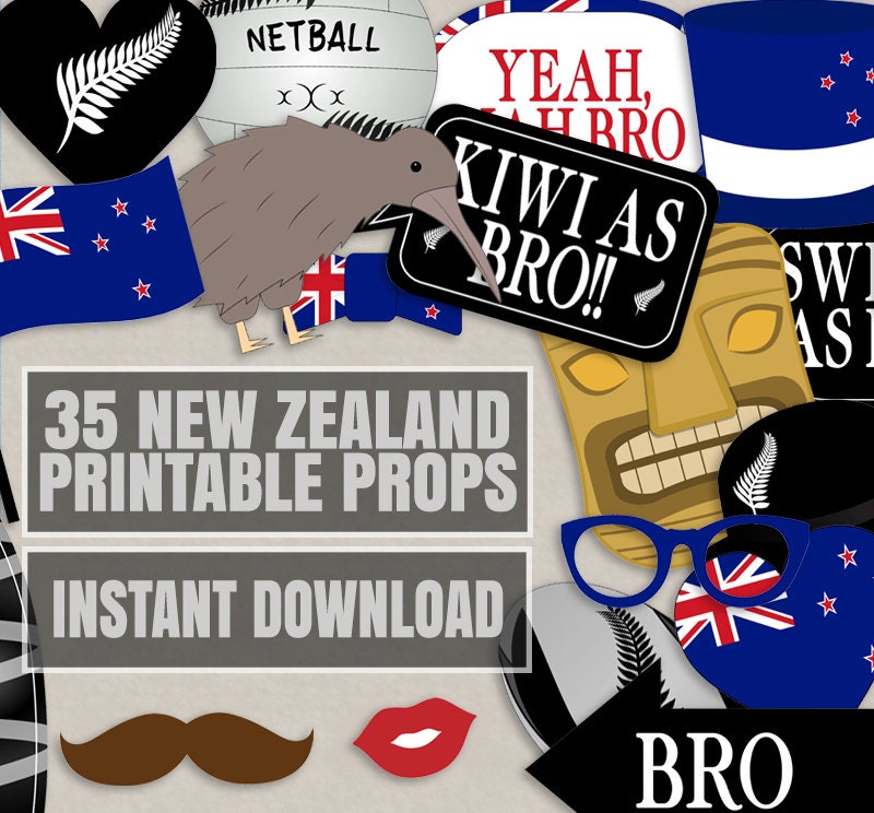 35 New Zealand Photo Booth Props Kiwi Themed Party Props I Etsy UK