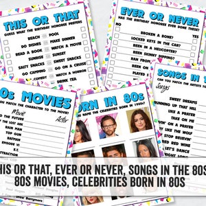 1980s Printable Birthday Games, Birthday Games 80s Retro Themed, 80s ...