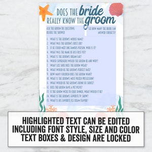 Editable Beach Bridal Shower Game Bundle, Edit and Print Your Bridal ...