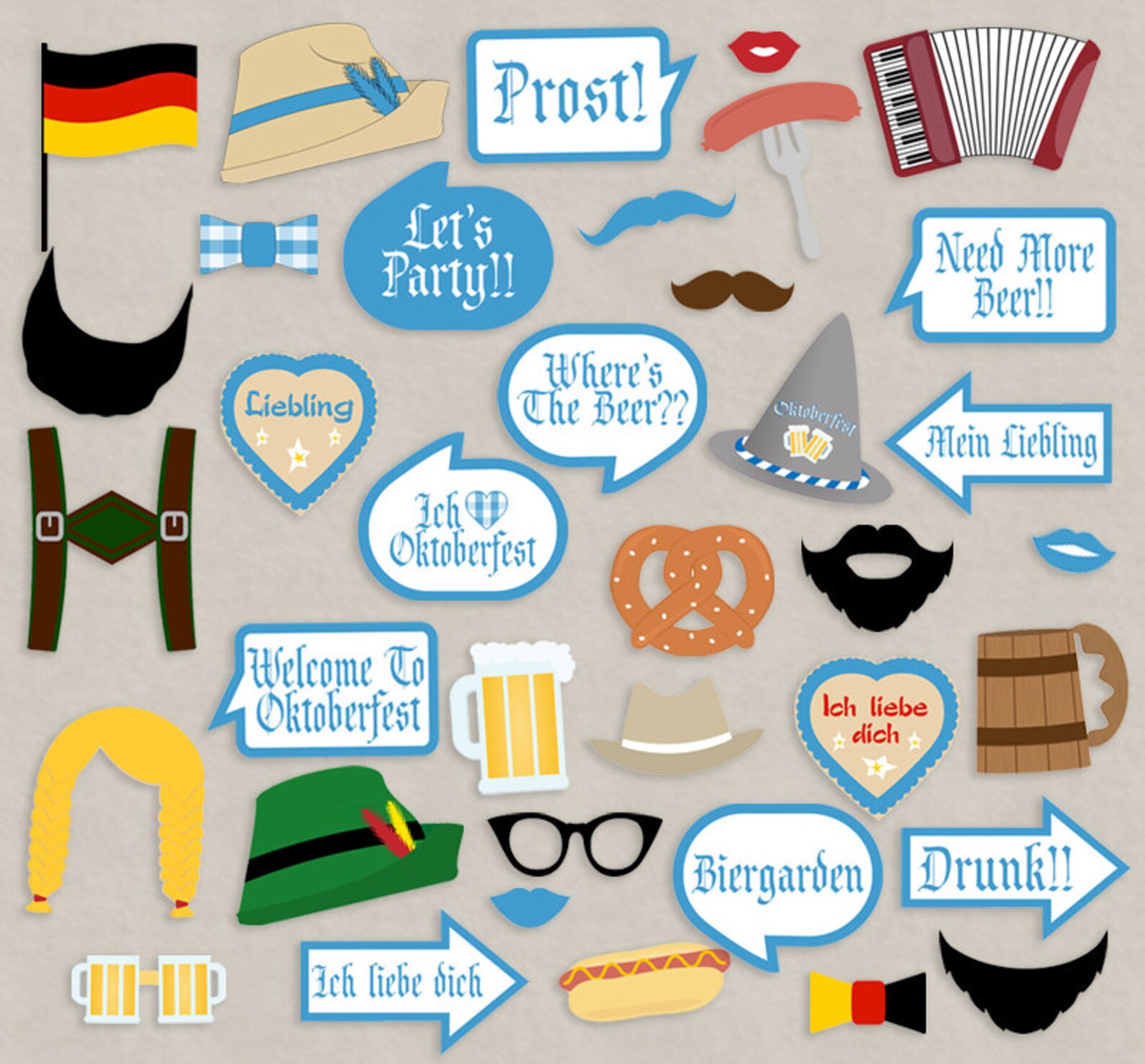 35 Oktoberfest Party Props Photo Booth Props for Oktoberfest | Etsy UK