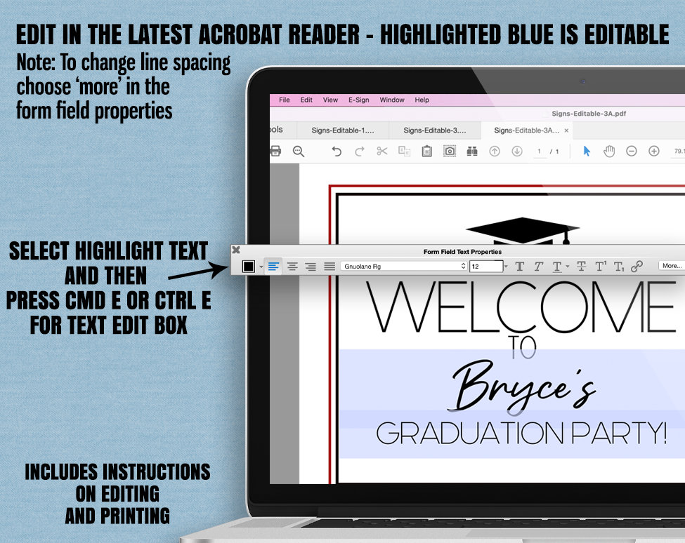 Graduation Digital Sign Printable Graduation Party Signs, Digital Graduating Party Signs ...