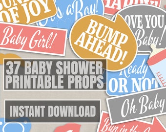 37 Baby Shower Photo props, modern photo booth props, baby shower photo booth props, photobooth selfies props, printable digital download