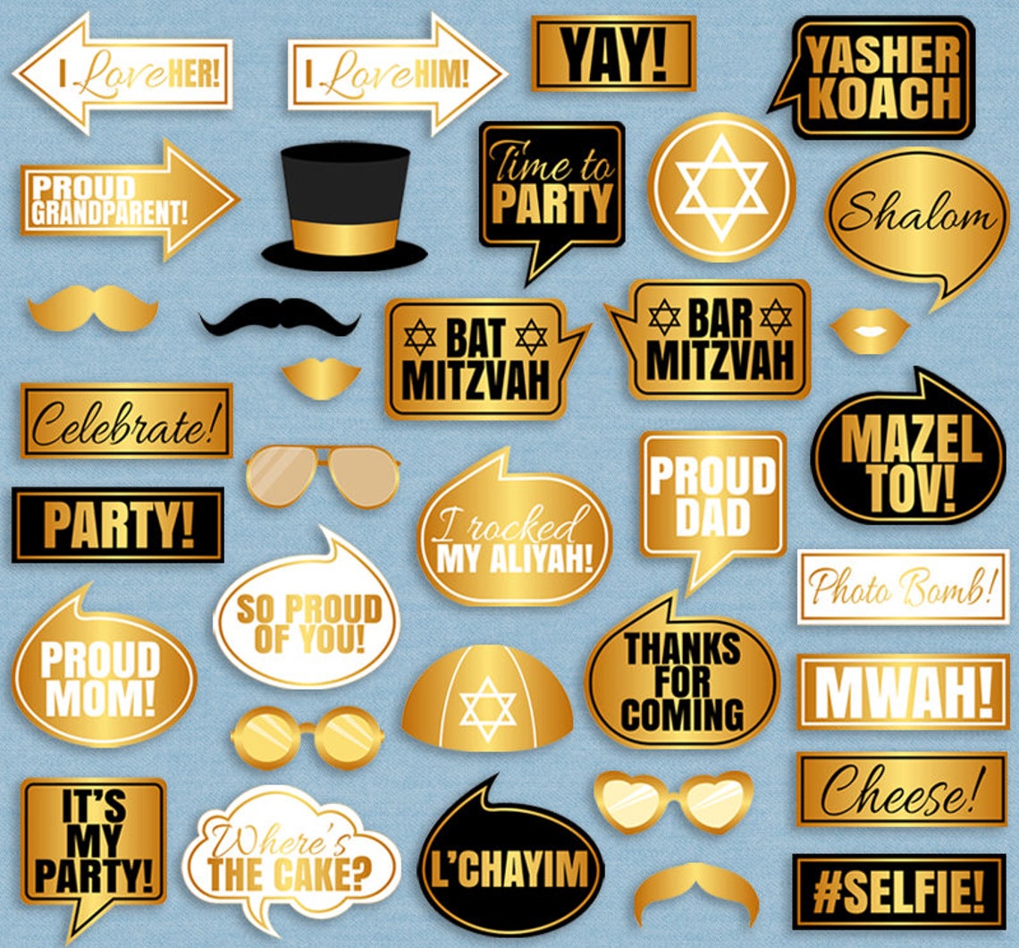 35 Bar Mitzvah Party Props Bat Mitzvah Photo Booth Props Etsy
