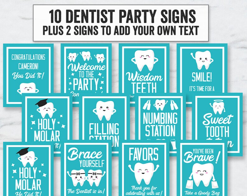 Printable Dentist Party Signs Dentistry Graduation Party Etsy