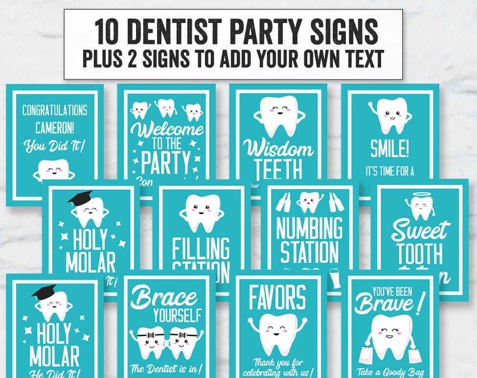 Printable Dentist Party Signs Dentistry Graduation Party Etsy Australia