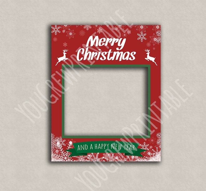 Christmas photo booth frame, Instant Download, giant photobooth photo prop, xmas selfie, happy holidays party photo, printable holiday frame image 2