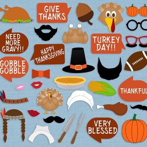 35 Thanksgiving Printable Photo Props Printable Turkey Day - Etsy