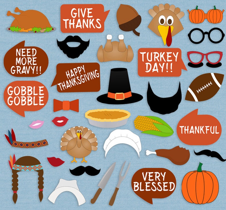 35 Thanksgiving Printable Photo Props Printable turkey day ...