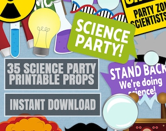 35 Science Party Photo Booth Props, Scientist Themed Photobooth props, mad scientist party ideas, science photo props, scientist party, SC1