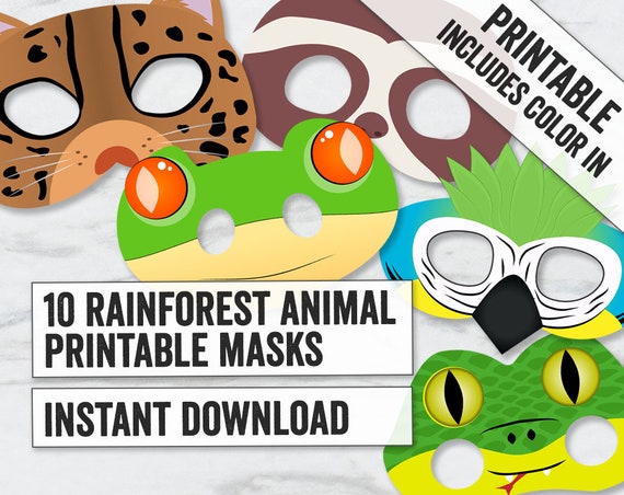 Masques à colorier animaux de la jungle, masque de singe, masque d