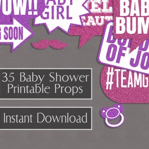 35 Baby Girl Printable Props, Printable Baby Shower Photo Booth Props ...