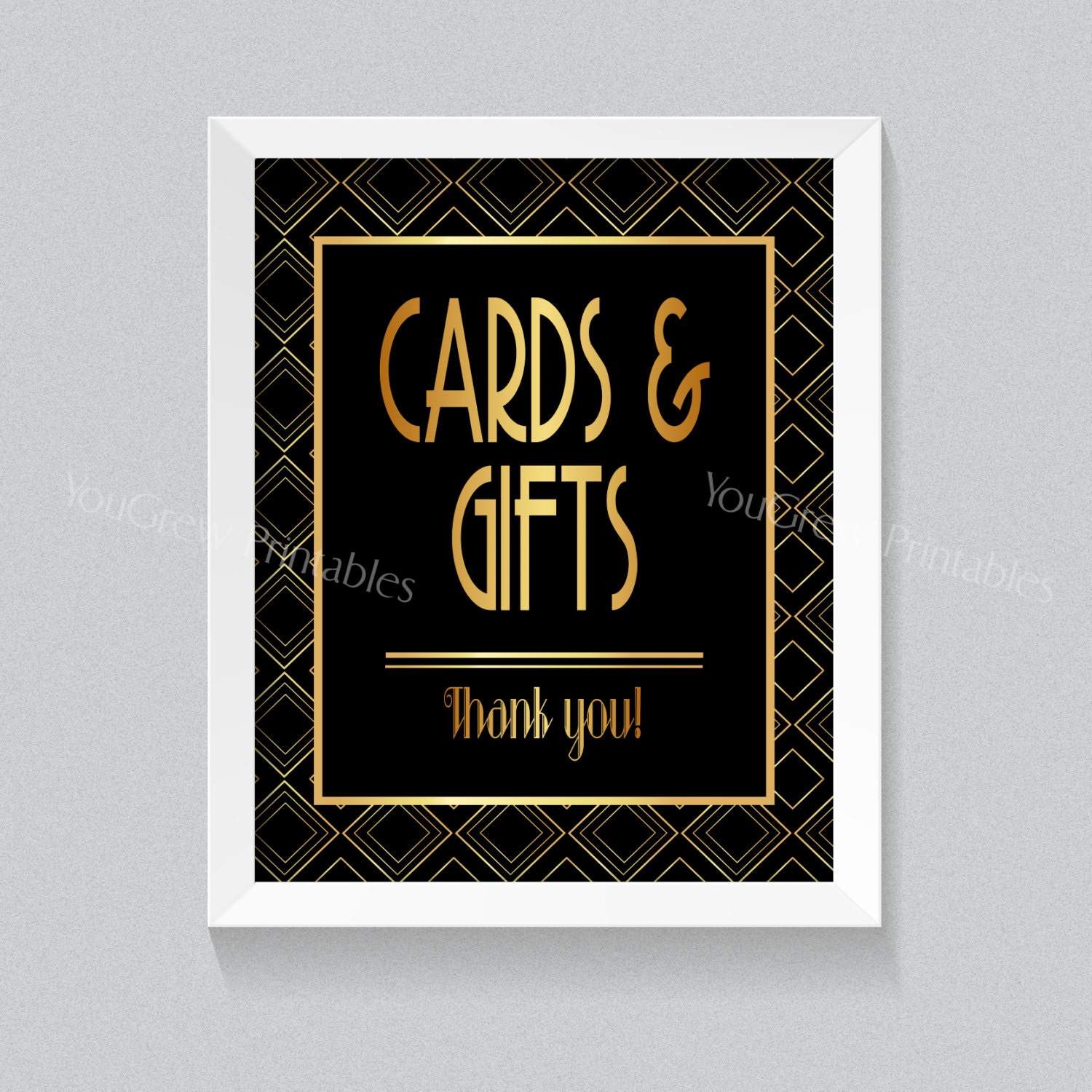 Printable Art Deco Cards And Gifts Sign Gatsby Style Party Etsy